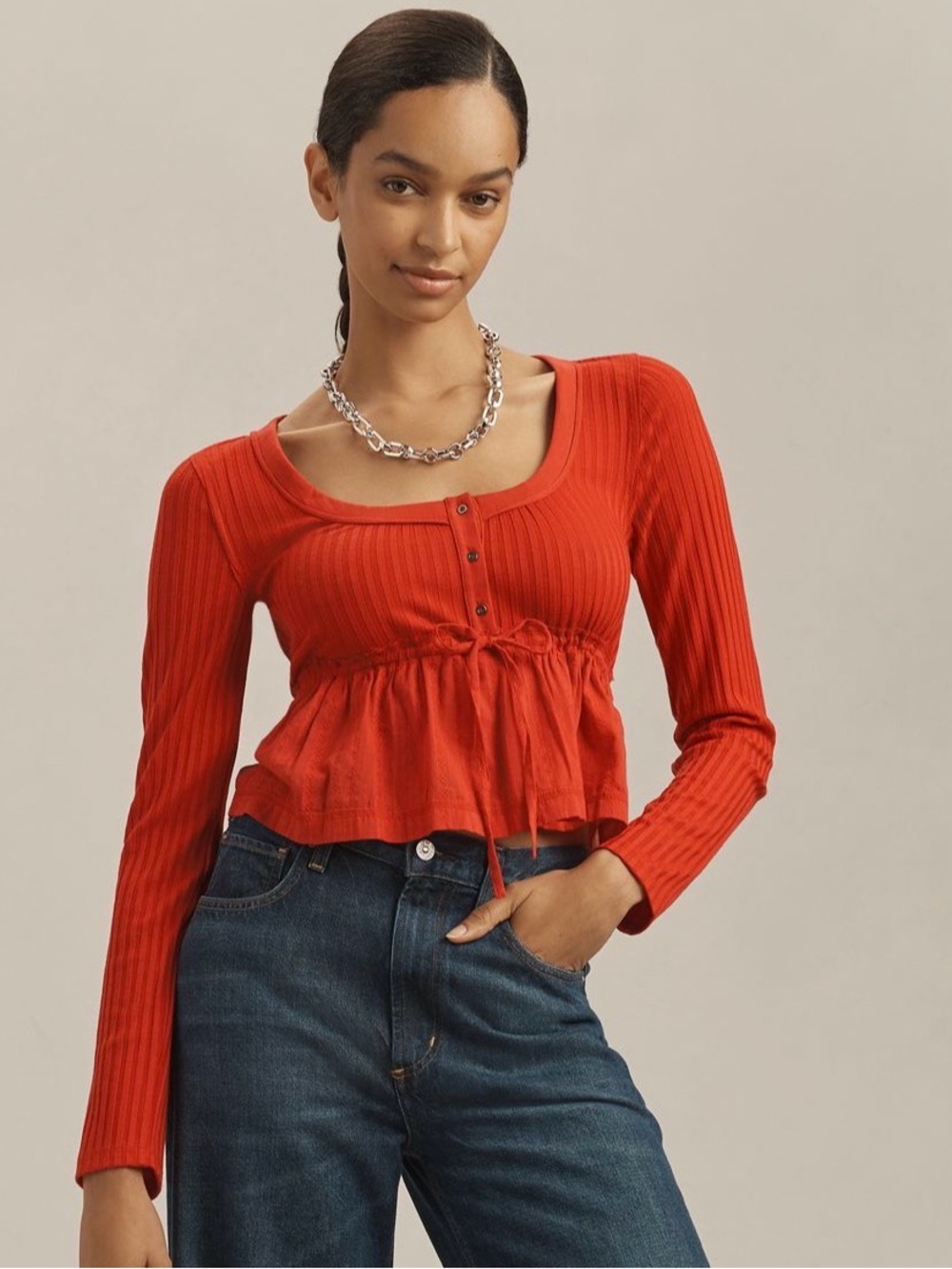 Pilcro Long-Sleeve Scoop-Neck
Babydoll Top